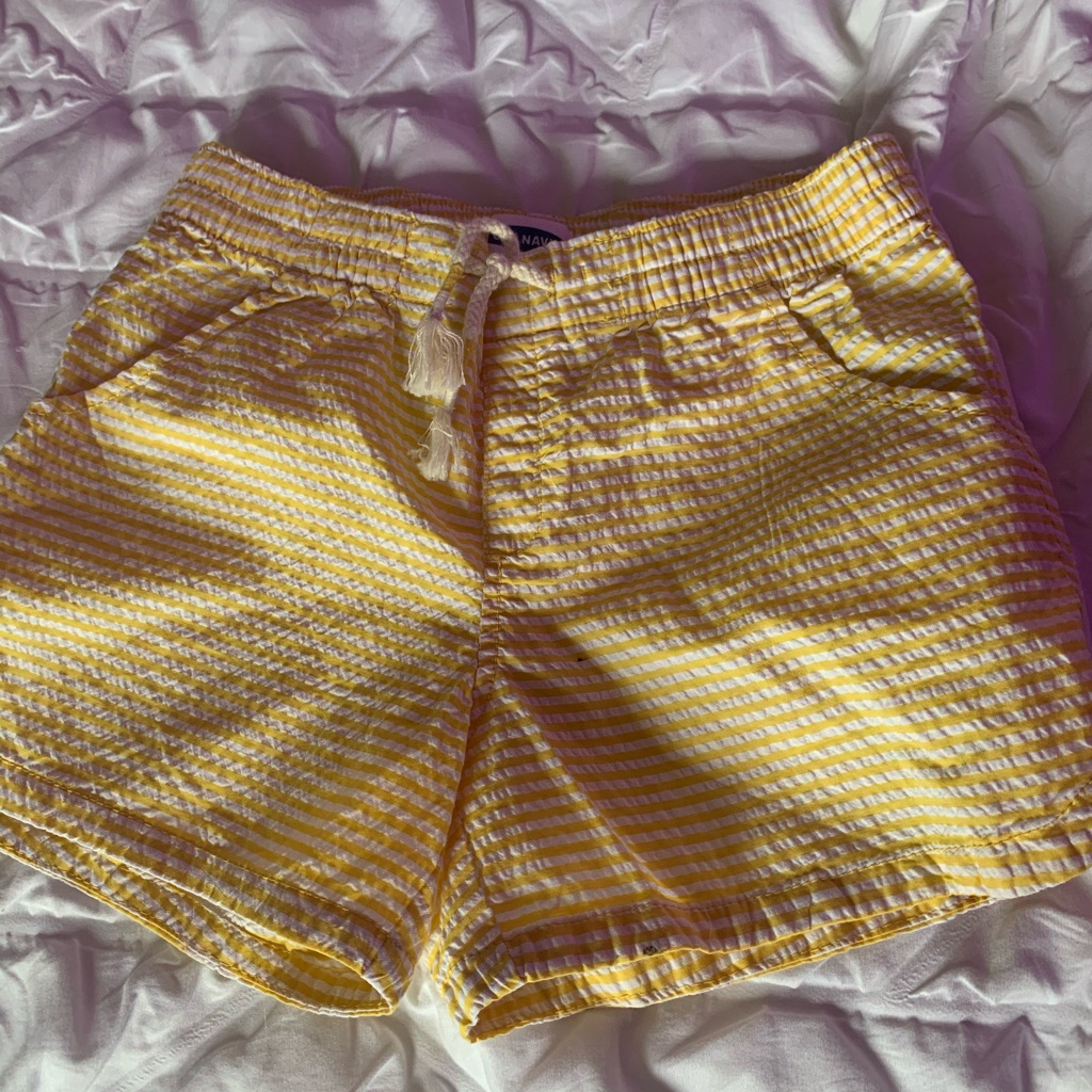 Yellow And White Striped Shorts